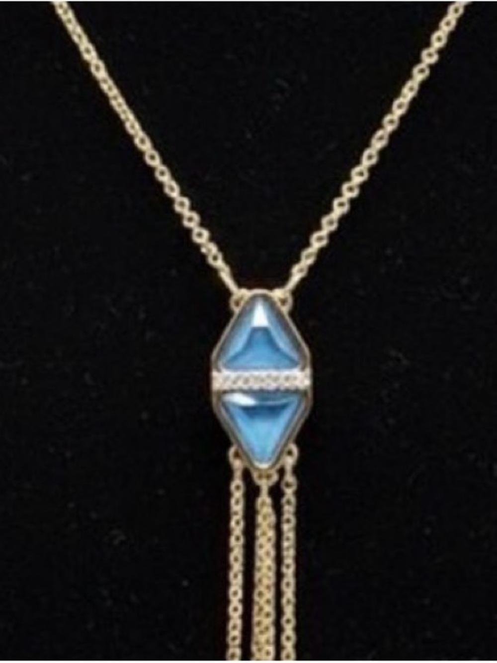SWAROVSKI Labyrinth Turquoise Kite Pendant Tassel Necklace Euc 2244